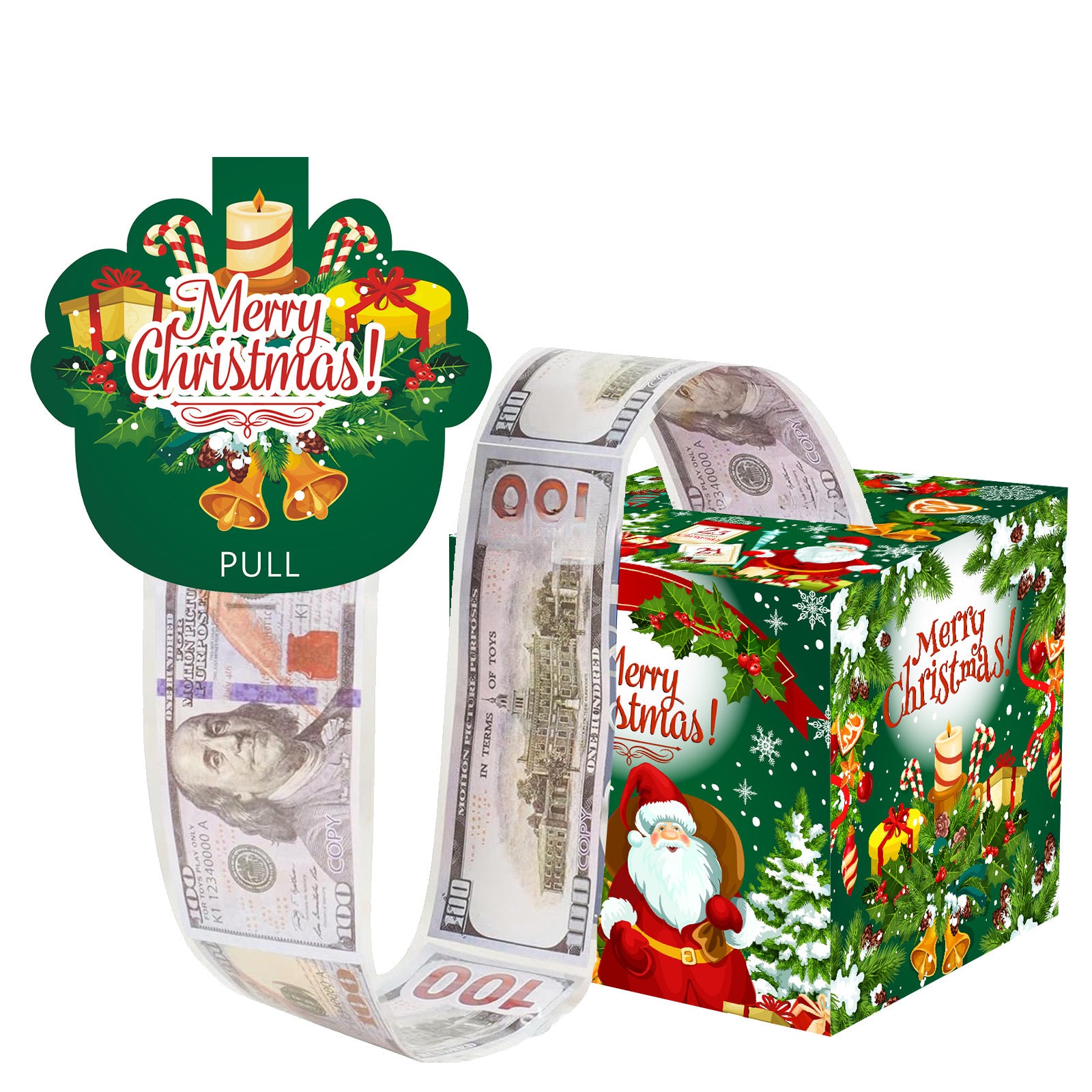Christmas Money Pull Gift Box - Holiday Party Surprise Cash Box Decoration - GreenCandle16