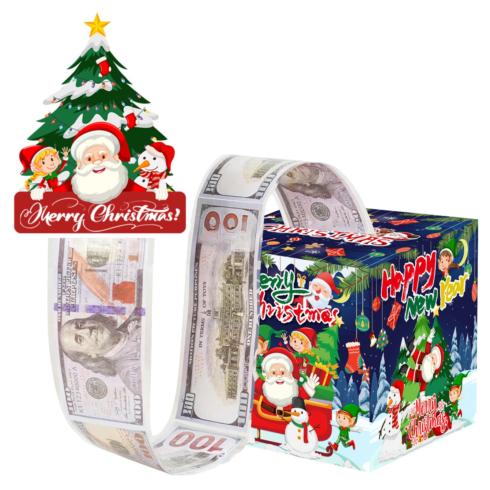 Christmas Money Pull Gift Box - Holiday Party Surprise Cash Box Decoration - Christmas TreeSanta Claus38