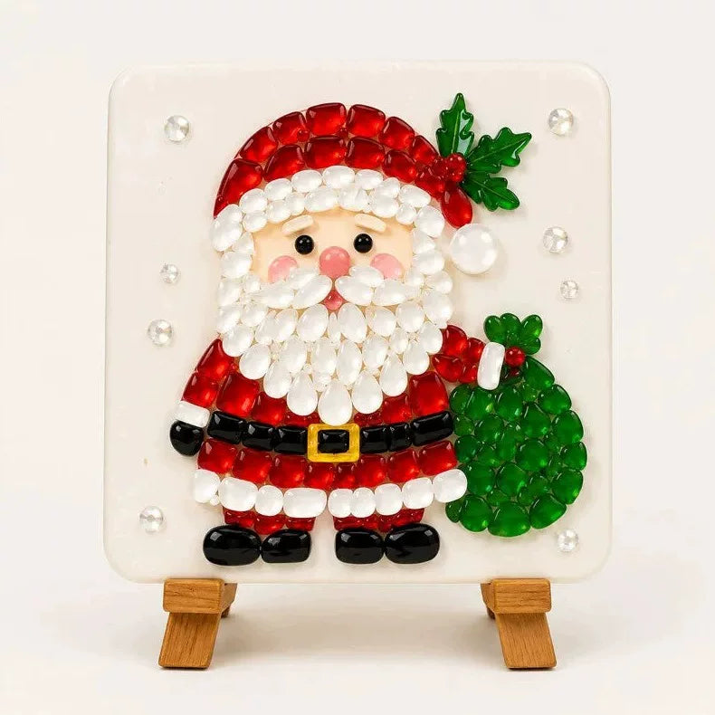 Candy cane sea glass mosaic DIY kit – Christmas 15x15cm craft set for adults and kids