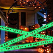 Halloween fluorescent caution tape – glow-in-the-dark warning strip for party decoration