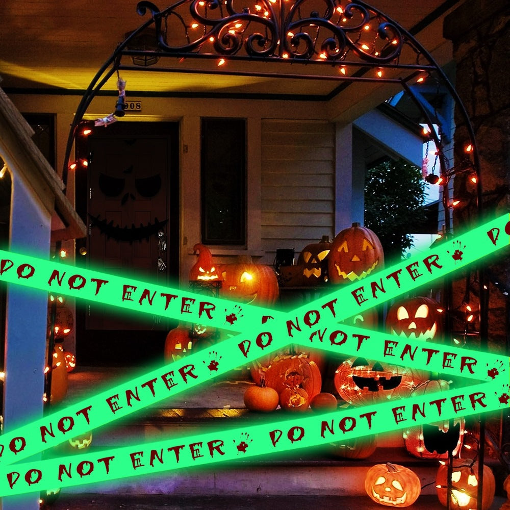 Halloween Glow-in-the-Dark Warning Tape Fluorescent Strip Decorative Caution Tape