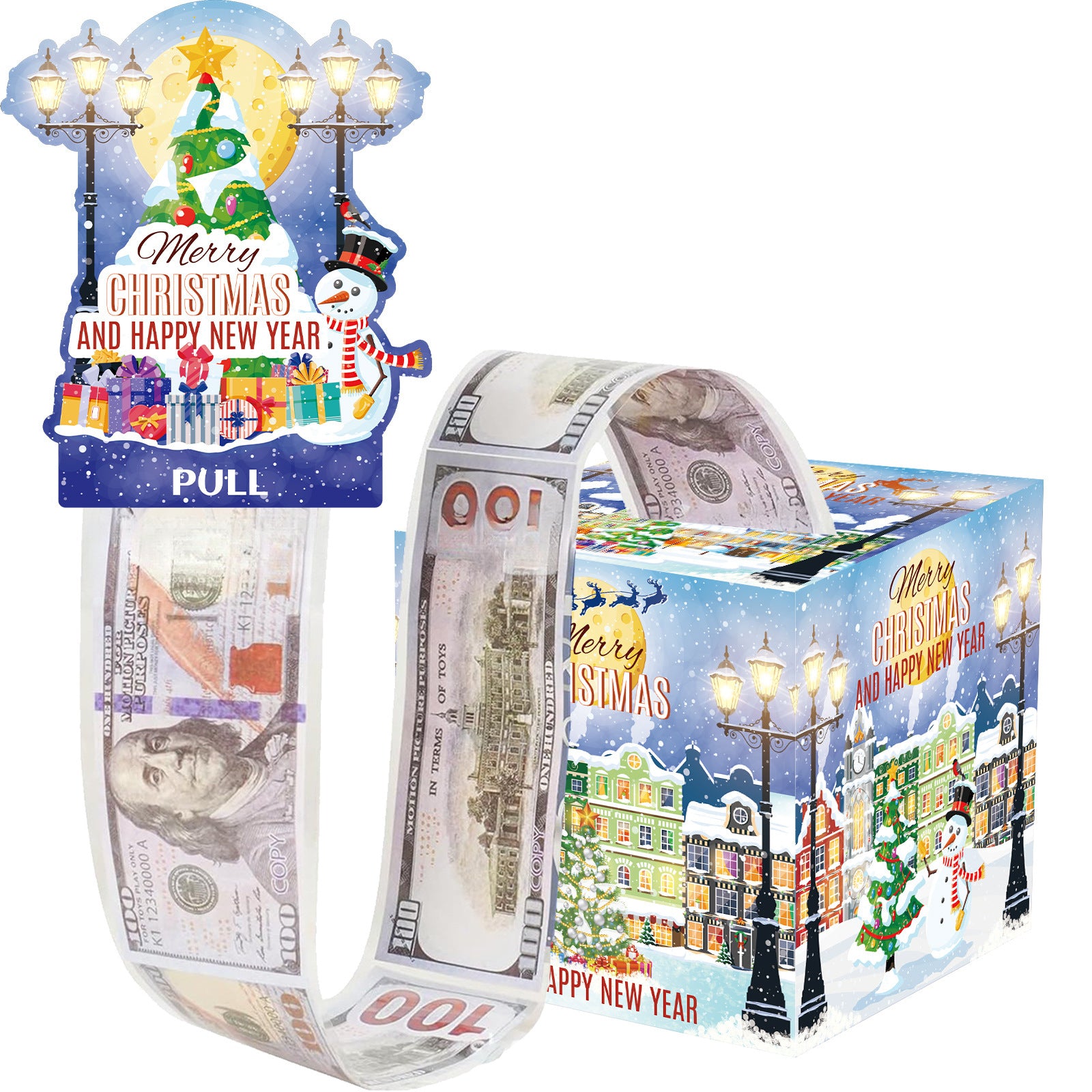 Christmas Money Pull Gift Box - Holiday Party Surprise Cash Box Decoration - Snowman50