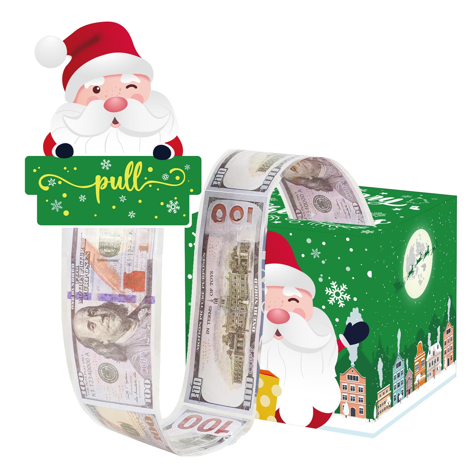 Christmas Money Pull Gift Box - Holiday Party Surprise Cash Box Decoration - GreenSanta Claus27
