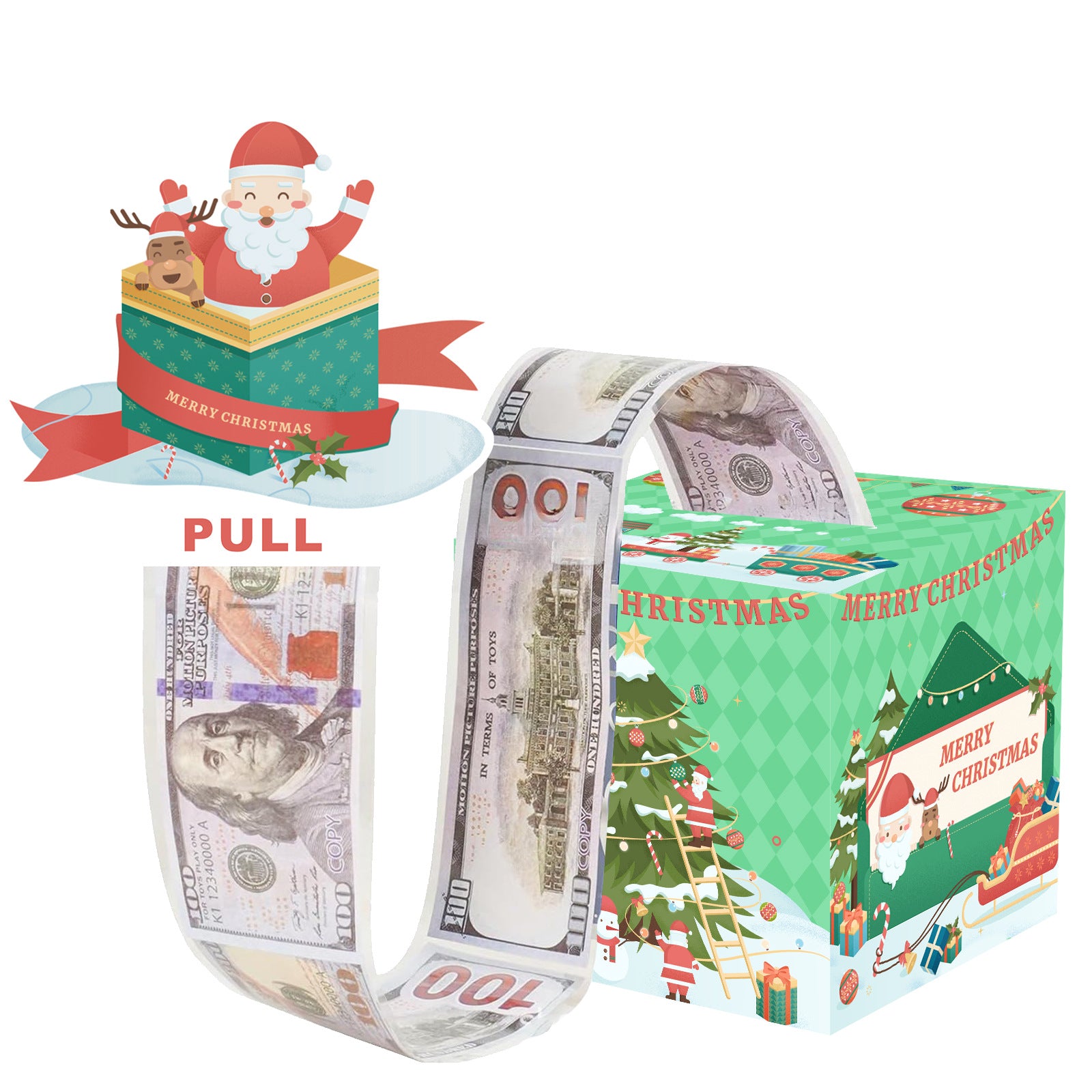 Christmas Money Pull Gift Box - Holiday Party Surprise Cash Box Decoration - Santa Claus03