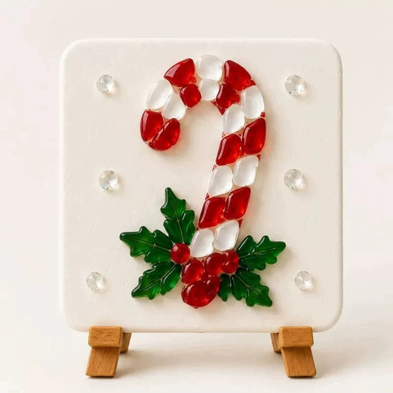 Christmas sea glass mosaic kit finished display – festive holiday home decor wall art