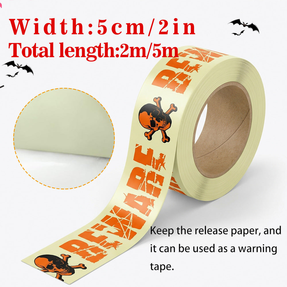 Halloween Glow-in-the-Dark Warning Tape Fluorescent Strip Decorative Caution Tape - YGJD007 / 5cm x 5m