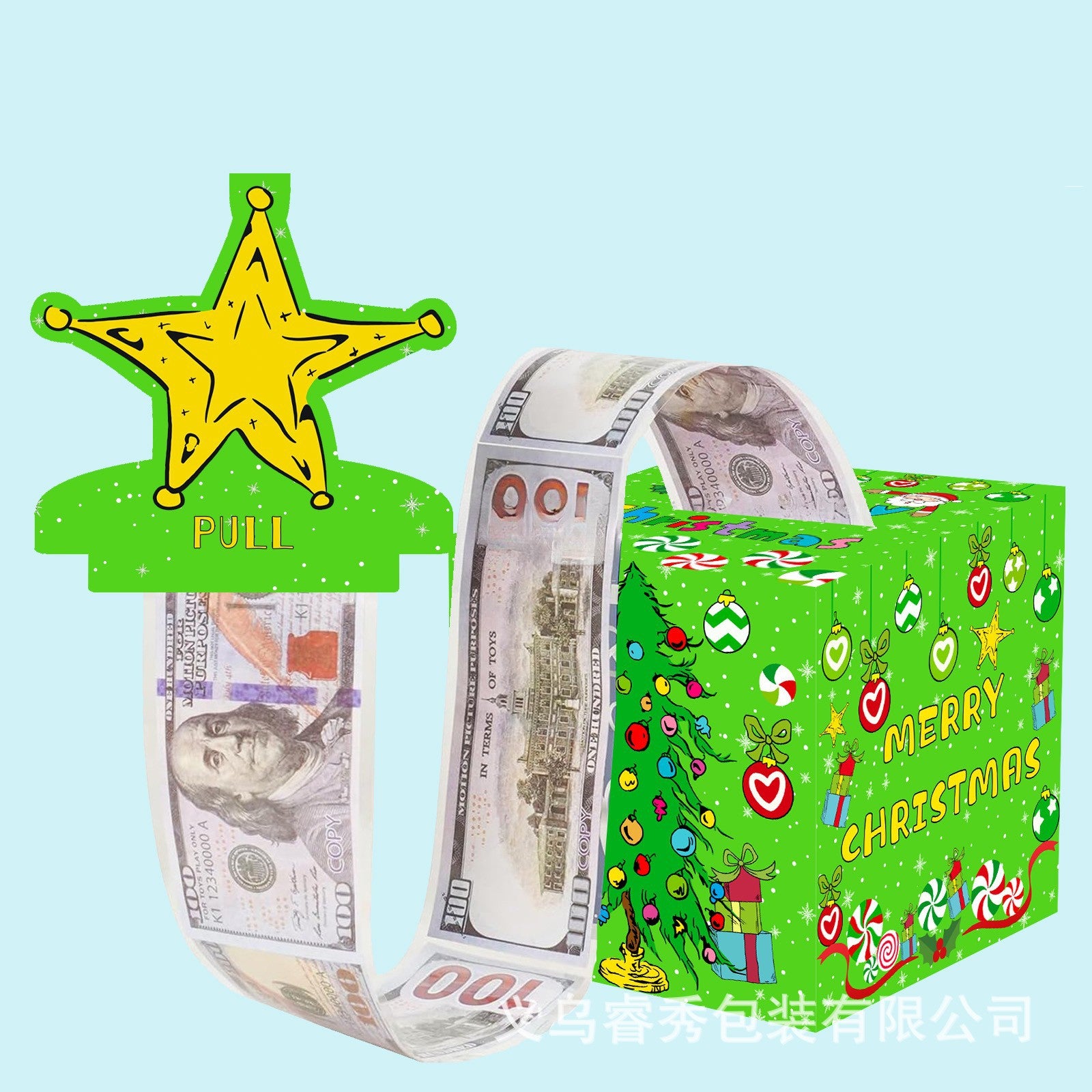 Christmas Money Pull Gift Box - Holiday Party Surprise Cash Box Decoration - GreenChristmas TreeStar14