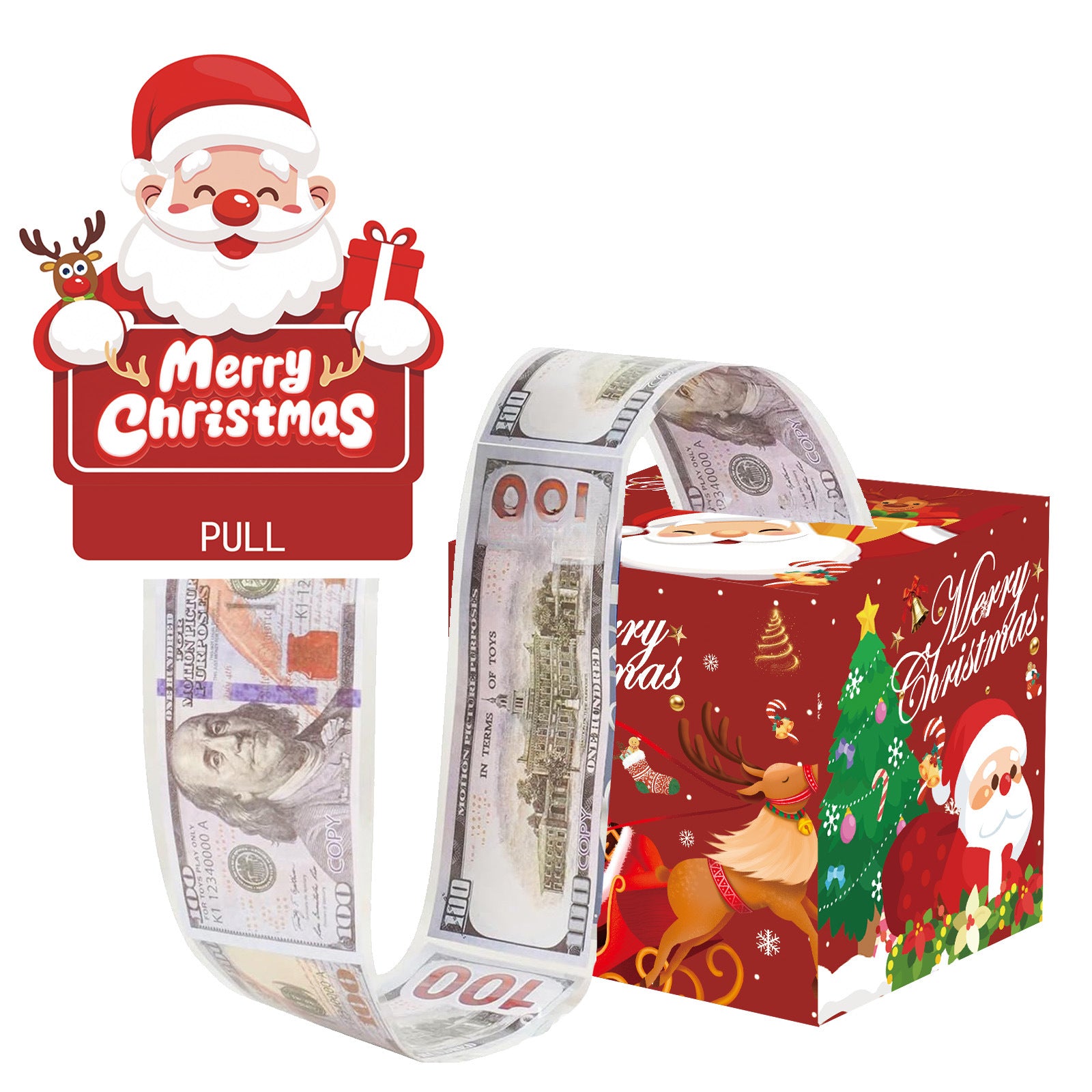 Christmas Money Pull Gift Box - Holiday Party Surprise Cash Box Decoration - RedSanta Claus17
