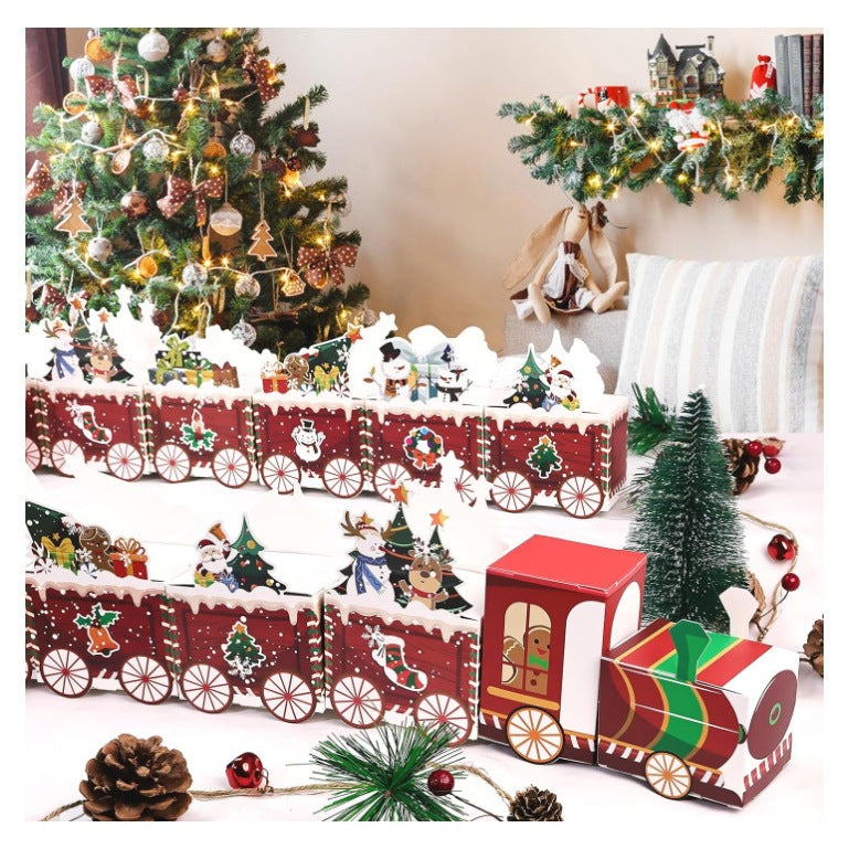 Christmas advent calendar train detail view – 24 mini gift boxes for holiday countdown decor