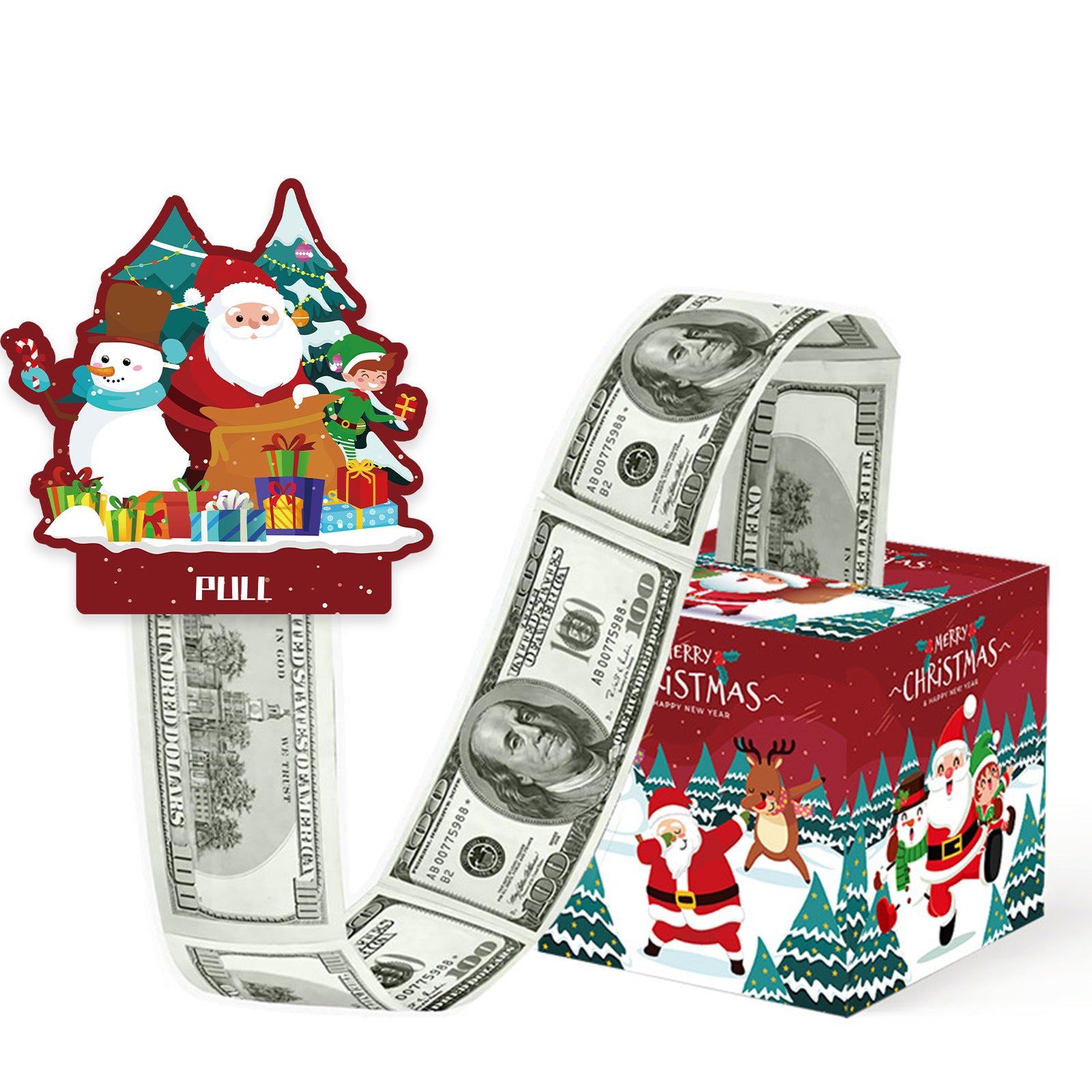 Christmas Money Pull Gift Box - Holiday Party Surprise Cash Box Decoration - RedDancingSanta Claus78