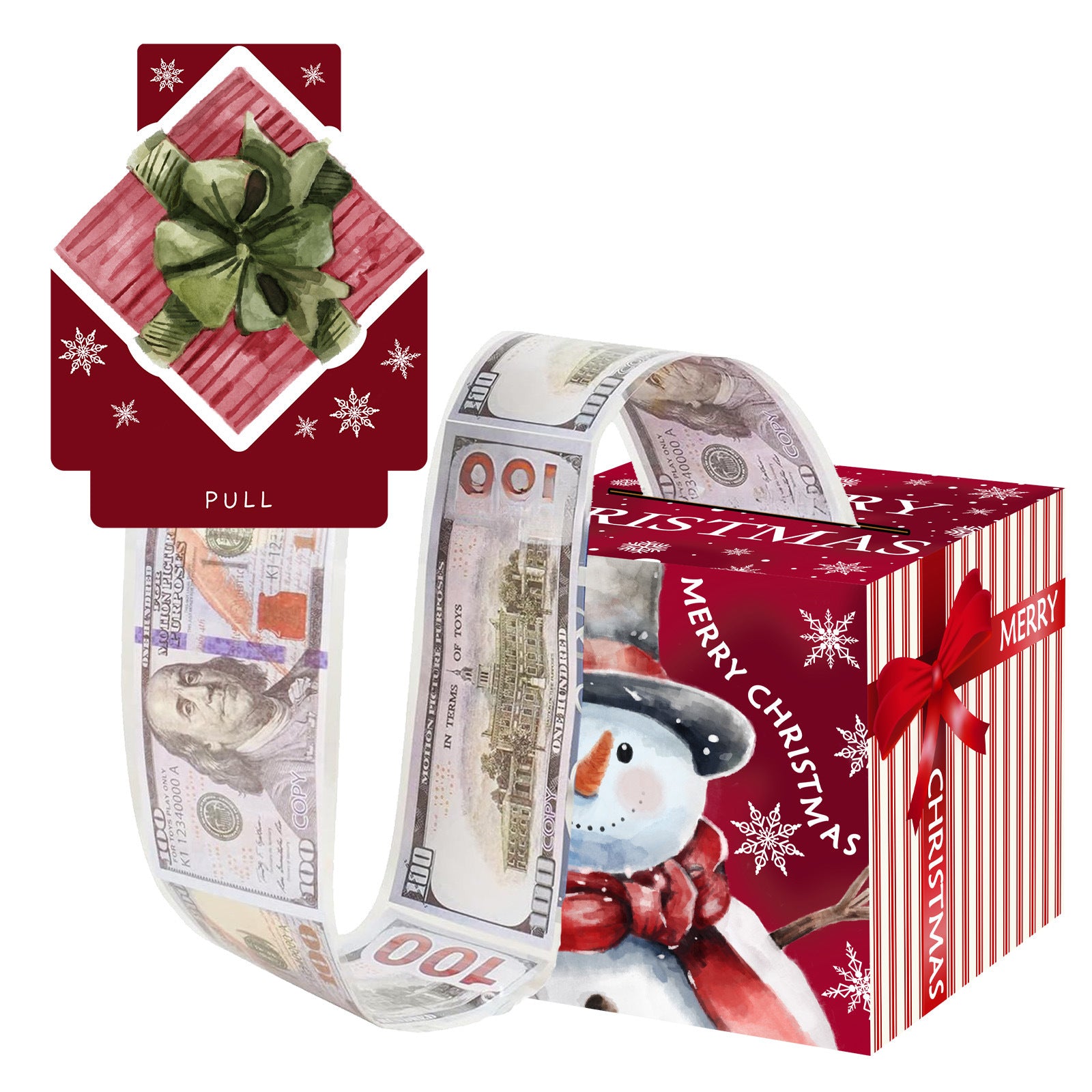 Christmas Money Pull Gift Box - Holiday Party Surprise Cash Box Decoration - Red46