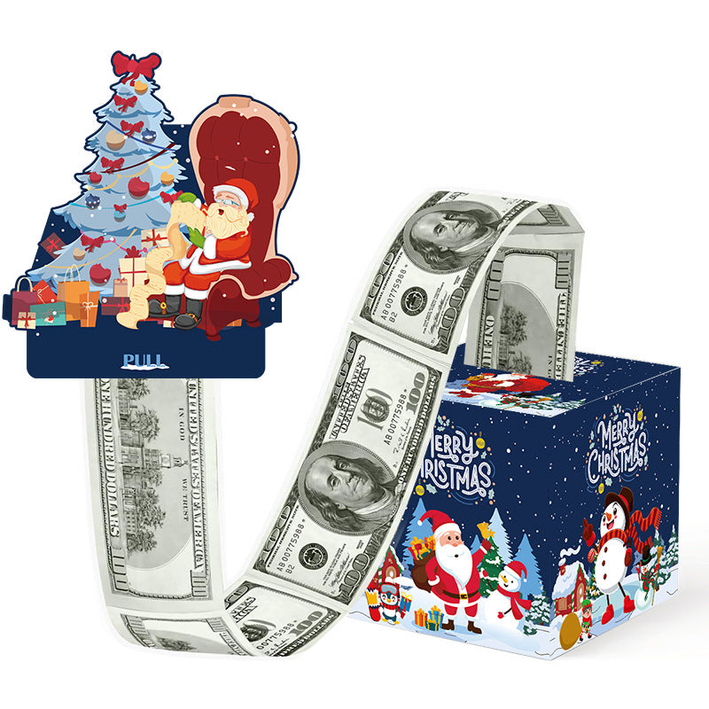 Christmas Money Pull Gift Box - Holiday Party Surprise Cash Box Decoration - Navy BlueSanta ClausChristmas Tree71