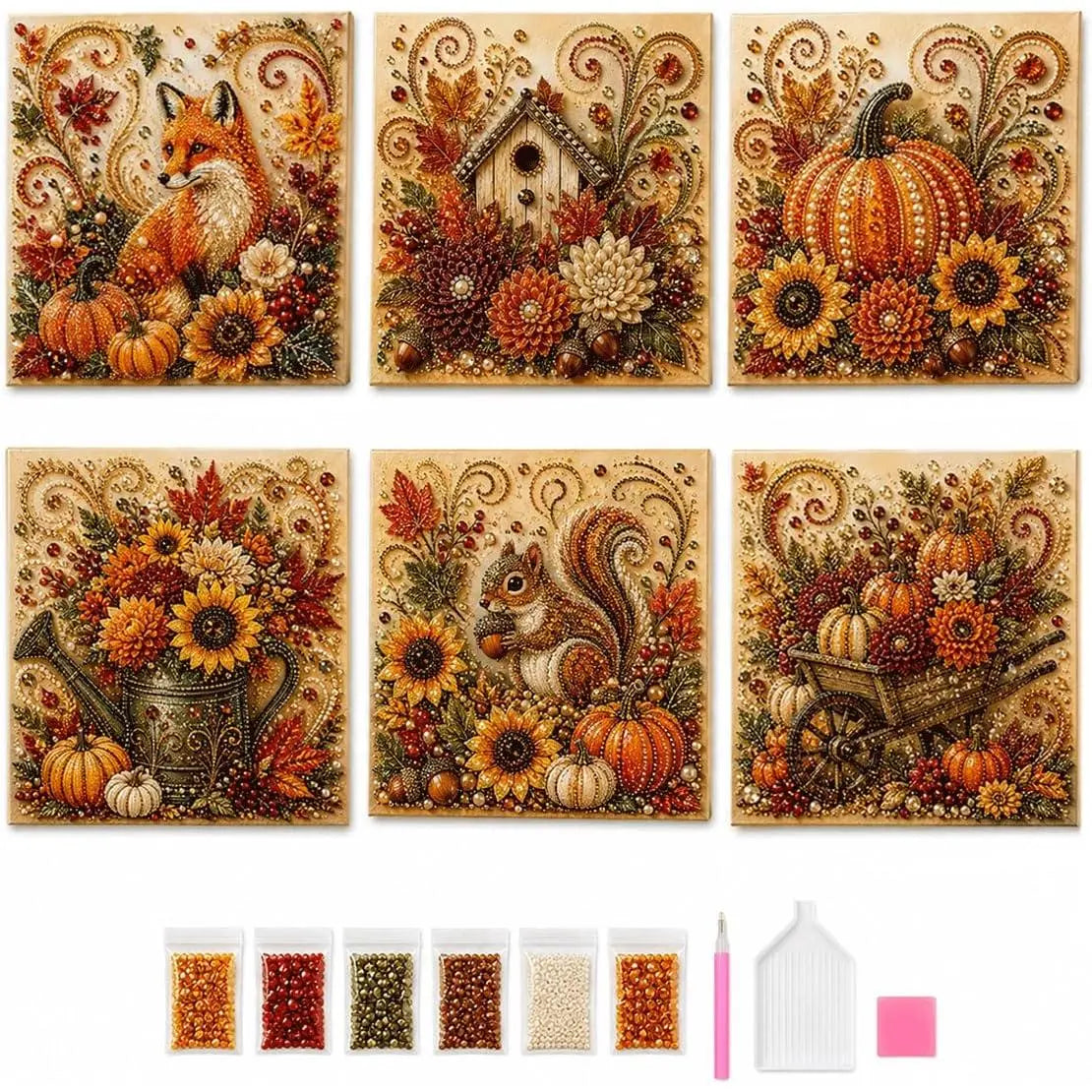 Halloween Diamond Painting Kits Autumn Pearl Painting Kit - Pearl Art Diy Kits for Adults Autumn (Pumpkin) | 12 * 12-inch Beginner-Friendly Crafting with Selected Fall Scenes, a Relaxing DIY Project for Sparkling Autumn Artwork