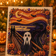Halloween starry night pearl art DIY kit – 3D bead mosaic craft with artboard for fall decor
