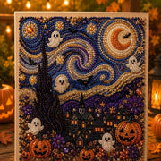 Halloween starry ghost pearl art DIY kit – 3D bead mosaic craft with artboard for fall decor