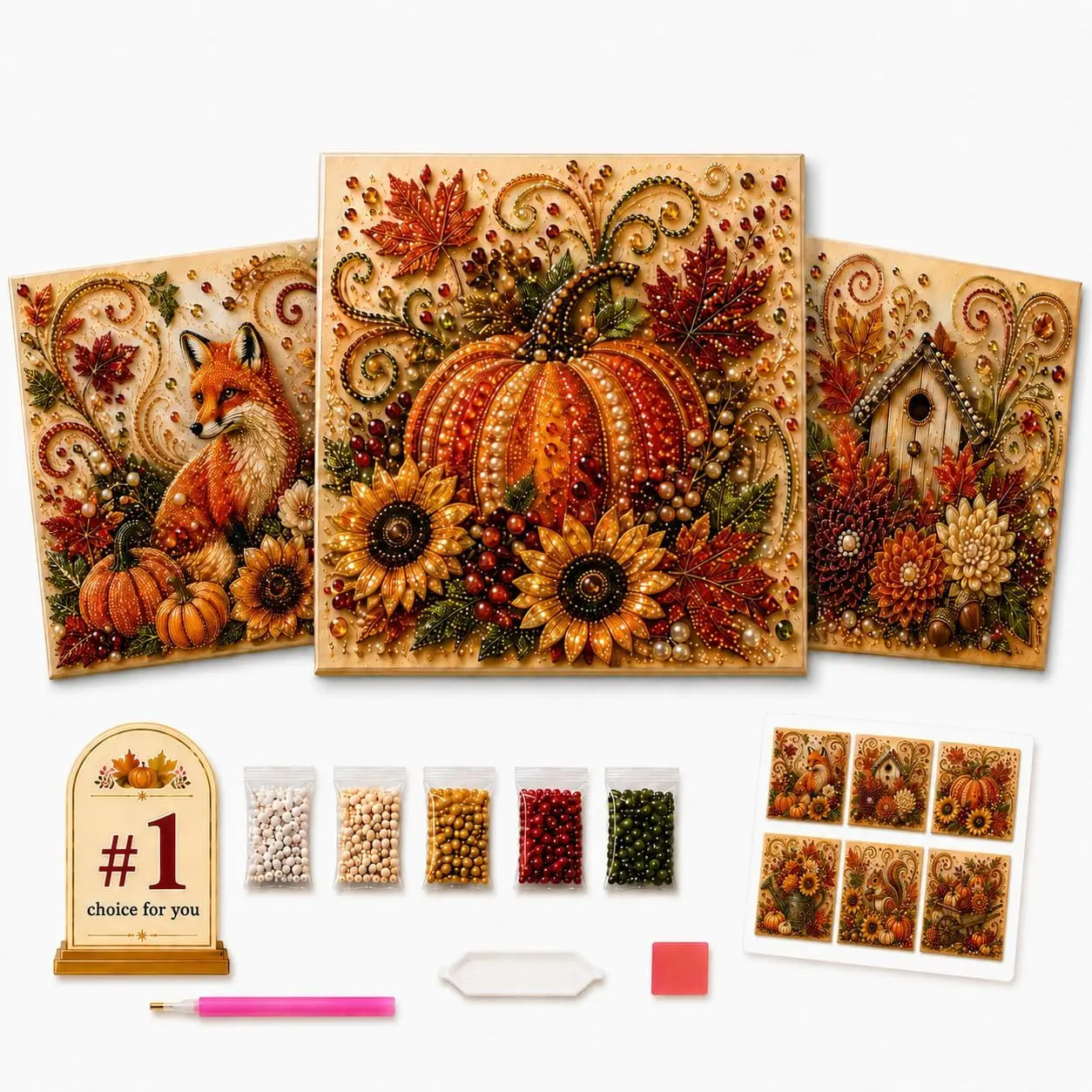 Halloween Diamond Painting Kits Autumn Pearl Painting Kit - Pearl Art Diy Kits for Adults Autumn (Pumpkin) | 12 * 12-inch Beginner-Friendly Crafting with Selected Fall Scenes, a Relaxing DIY Project for Sparkling Autumn Artwork