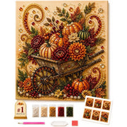 Halloween autumn cart pearl diamond painting kit – spooky fall 3D DIY craft for home decor