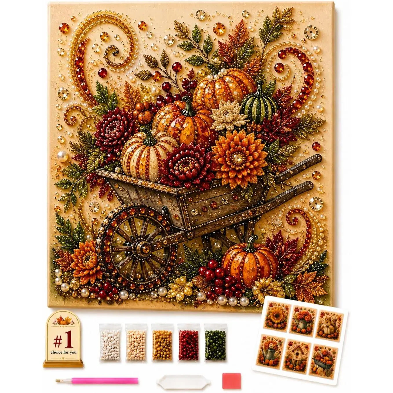 Halloween Diamond Painting Kits Autumn Pearl Painting Kit - Pearl Art Diy Kits for Adults Autumn (Pumpkin) | 12 * 12-inch Beginner-Friendly Crafting with Selected Fall Scenes, a Relaxing DIY Project for Sparkling Autumn Artwork