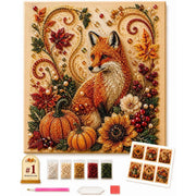 Halloween autumn fox pearl diamond painting kit – cute fall 3D DIY gem art for beginners