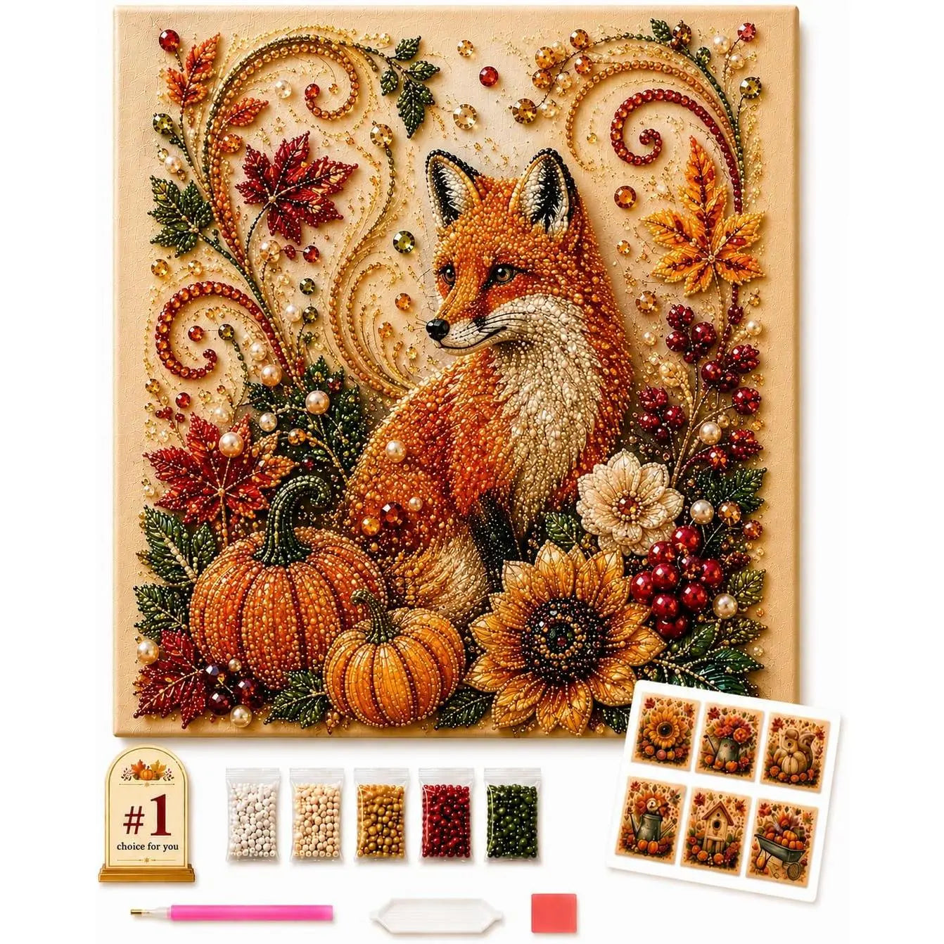 Halloween Diamond Painting Kits Autumn Pearl Painting Kit - Pearl Art Diy Kits for Adults Autumn (Pumpkin) | 12 * 12-inch Beginner-Friendly Crafting with Selected Fall Scenes, a Relaxing DIY Project for Sparkling Autumn Artwork