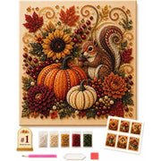 Halloween autumn squirrel pearl diamond painting kit – cute fall 3D DIY craft for home decor