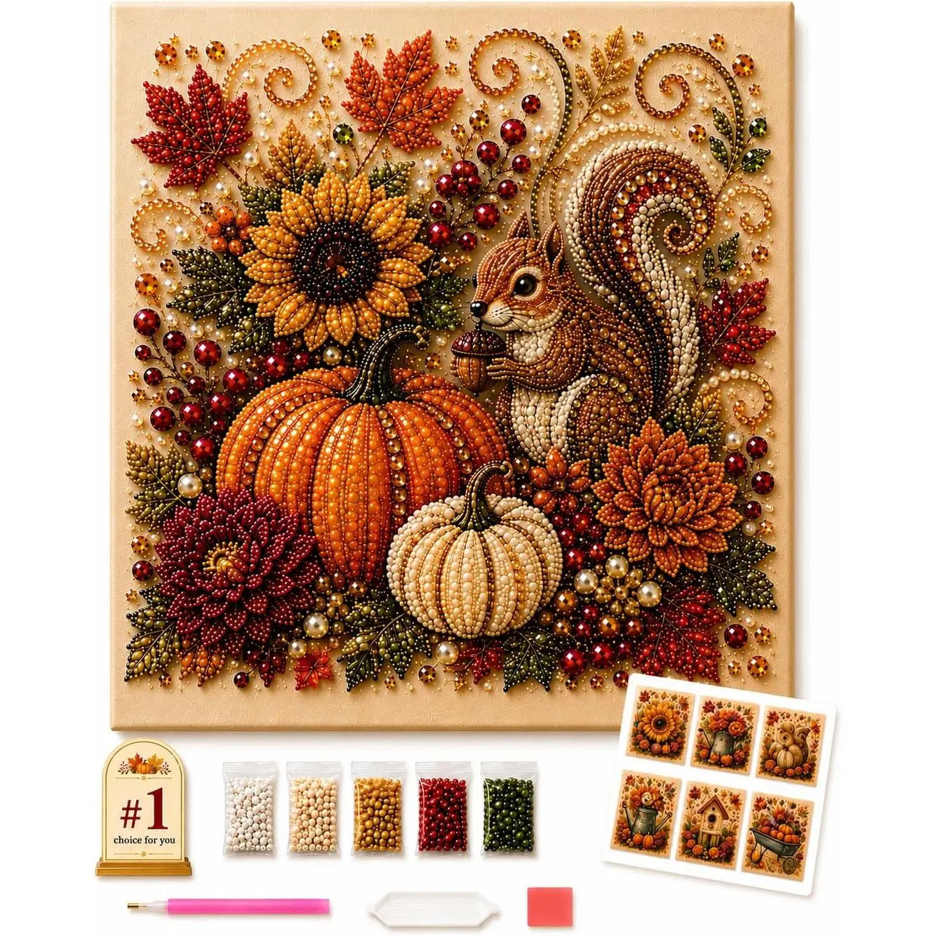 Halloween Diamond Painting Kits Autumn Pearl Painting Kit - Pearl Art Diy Kits for Adults Autumn (Pumpkin) | 12 * 12-inch Beginner-Friendly Crafting with Selected Fall Scenes, a Relaxing DIY Project for Sparkling Autumn Artwork