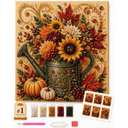 Halloween autumn watering can pearl diamond painting kit – fall 3D DIY gem art for adults