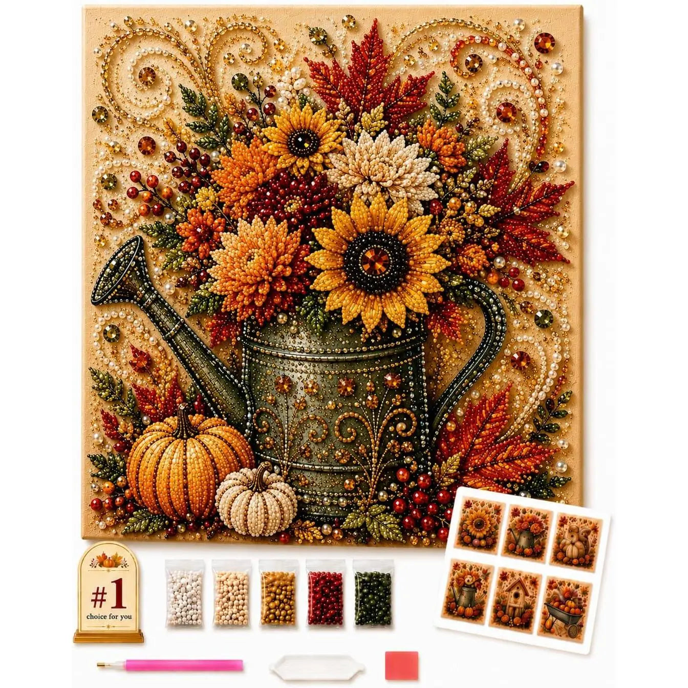 Halloween Diamond Painting Kits Autumn Pearl Painting Kit - Pearl Art Diy Kits for Adults Autumn (Pumpkin) | 12 * 12-inch Beginner-Friendly Crafting with Selected Fall Scenes, a Relaxing DIY Project for Sparkling Autumn Artwork