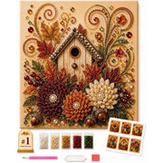 Halloween autumn haunted house pearl diamond painting kit – spooky fall 3D DIY craft