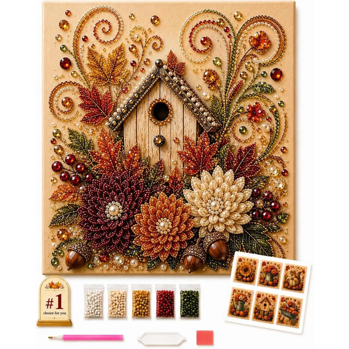 Halloween Diamond Painting Kits Autumn Pearl Painting Kit - Pearl Art Diy Kits for Adults Autumn (Pumpkin) | 12 * 12-inch Beginner-Friendly Crafting with Selected Fall Scenes, a Relaxing DIY Project for Sparkling Autumn Artwork