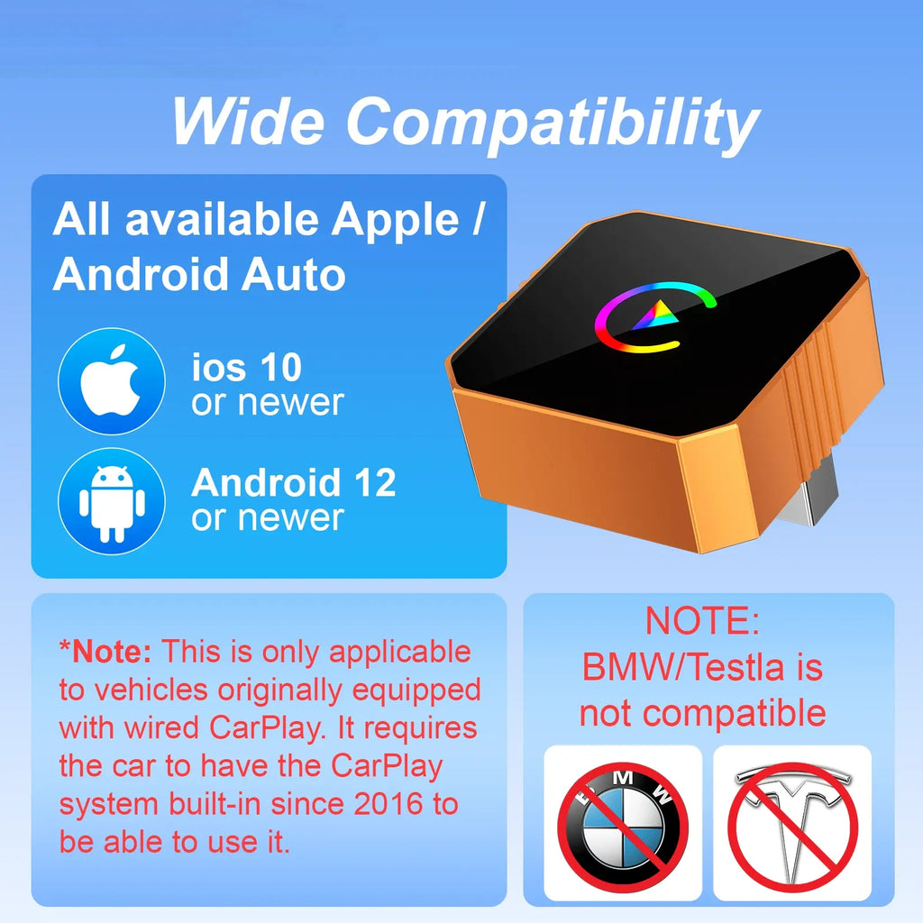 Convert Wired CarPlay & Android Auto to Wireless For Compatible 2016