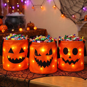 Halloween pumpkin candy bags with LED lights – fun trick or treat tote for kids