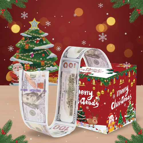 Christmas Money Pull Gift Box - Festive Background