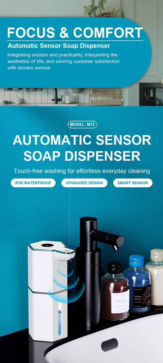 Touchless Foaming Smart Auto Soap Dispenser 12oz USB Rechargeable 4