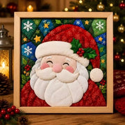 20cm Christmas stocking framed wall art – vintage patchwork picture for holiday home decor